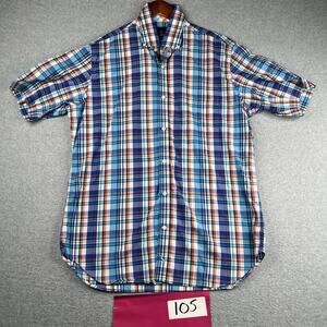 Tailorbyrd Short Sleeve Button Up Shirt Mns Large Colorful Pplaid Pocket Casual